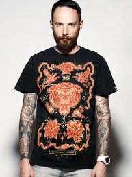 Red tiger t-shirt ,black , front ,