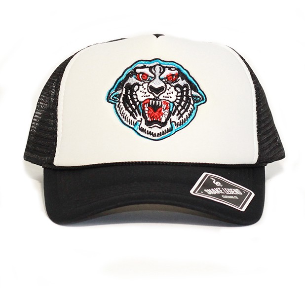 tiger summer baseball trucker black and white