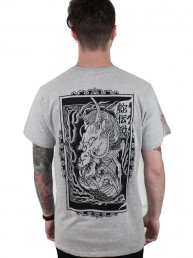 dragon in flames men tee snake legend grey