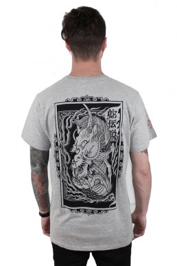 dragon in flames men tee snake legend grey