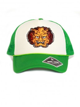 orange demon summergreen baseball trucker