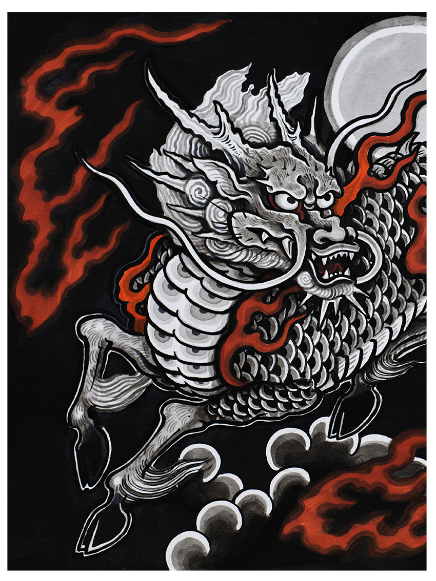 dragon on sky poster