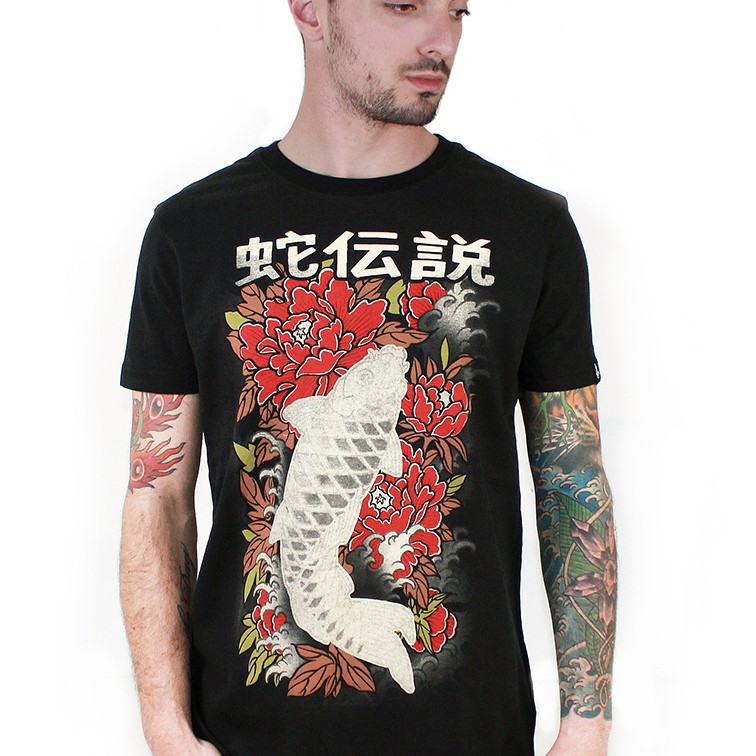 koi fish men t-shirt black