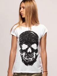 pirate skull women white t-shirt snake legend