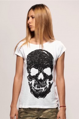 pirate skull women white t-shirt snake legend