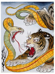 snake fighting with tiger poster snake legend